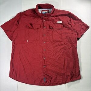 Magellan Outdoors Fish Gear Shirt Mens 2XL Red Vented Fishing Button Up